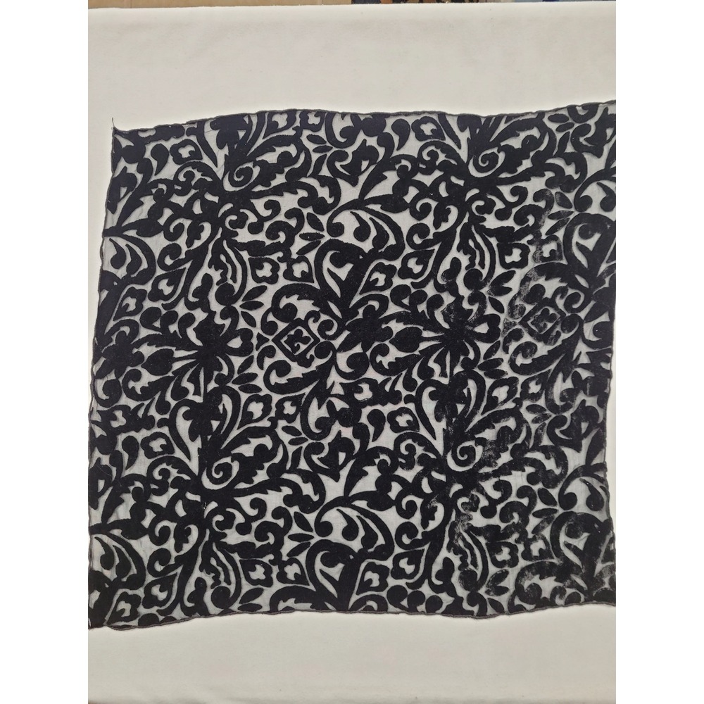 Black Velvet Lace‎ Sheer Scarf Boho-Gypsy Edgey Look for Evening  21in X 21in